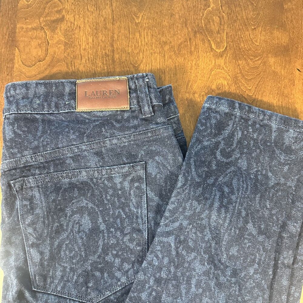 Lauren Ralph Lauren Women's 14 Premier Skinny Ankle Jeans  Navy Paisley Print